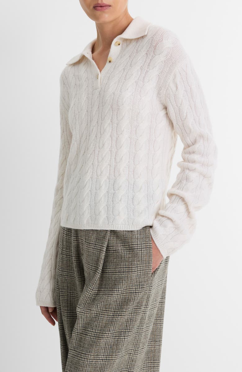 Vince Wool & Cashmere Blend Cable Polo Sweater, Alternate, color,