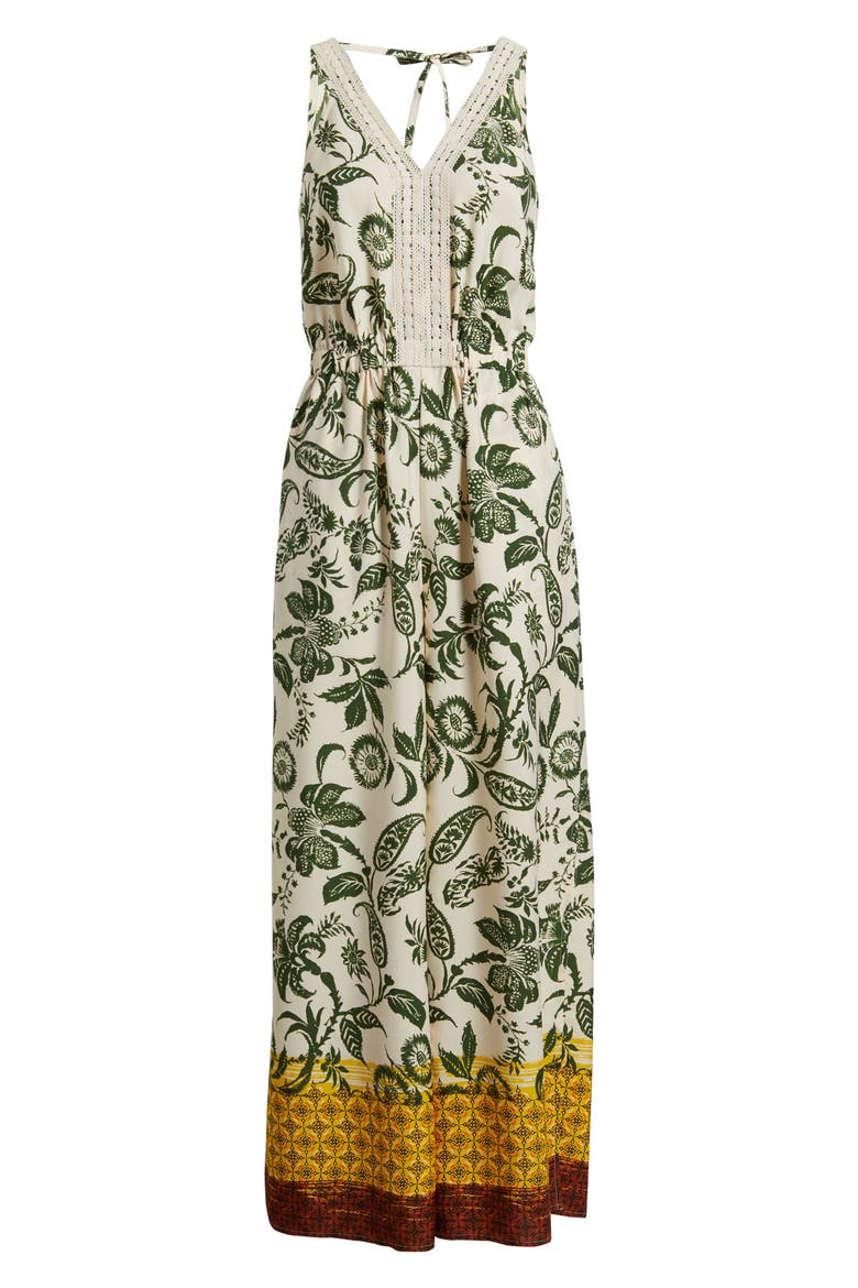 Floral Print Sleeveless Wide Leg Jumpsuit, Alternate, color, RUST MULTI