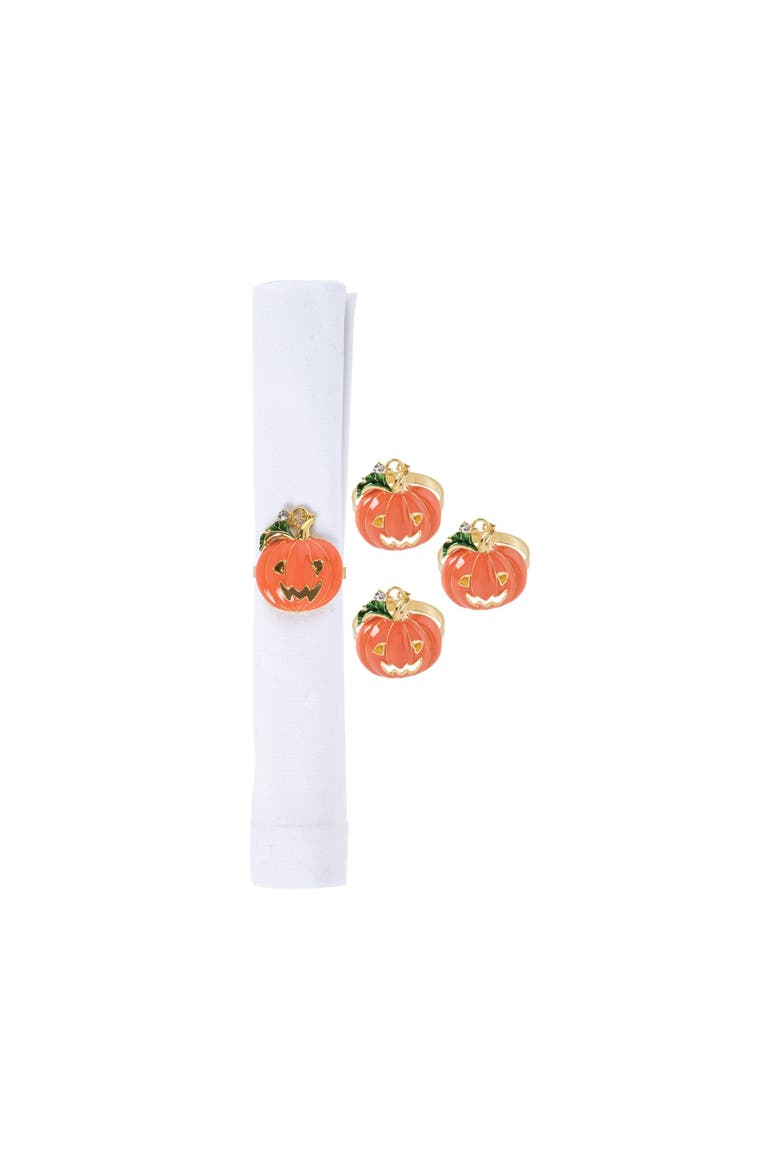 Pumpkin Halloween Napkin Ring Set of 4, Main, color, Orange