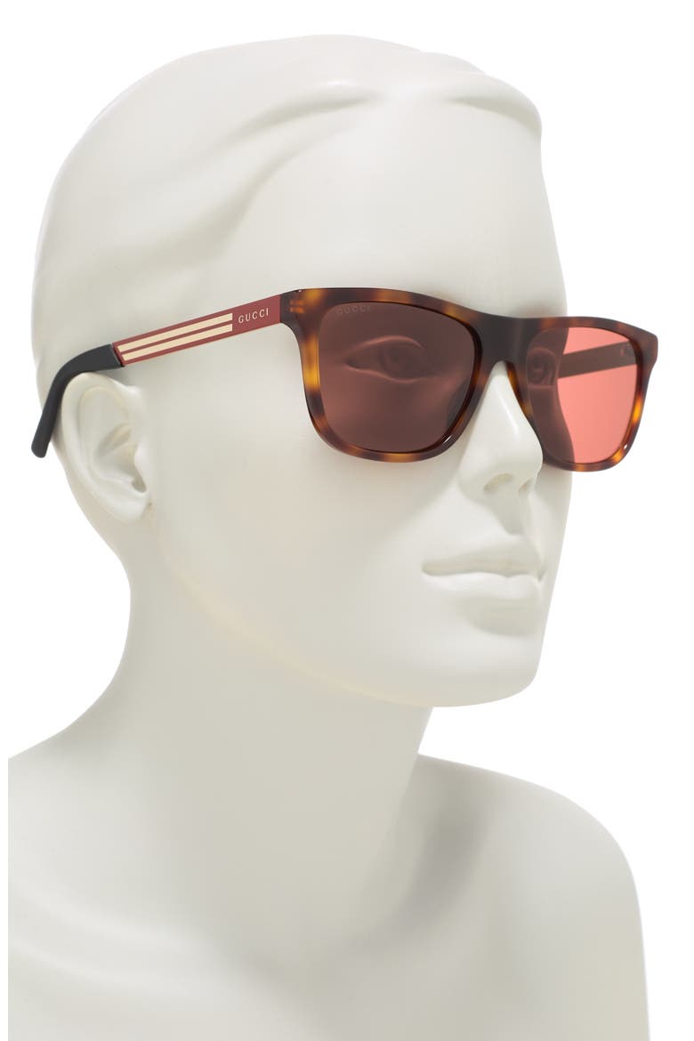 57mm Square Sunglasses, Alternate, color, HAVANA