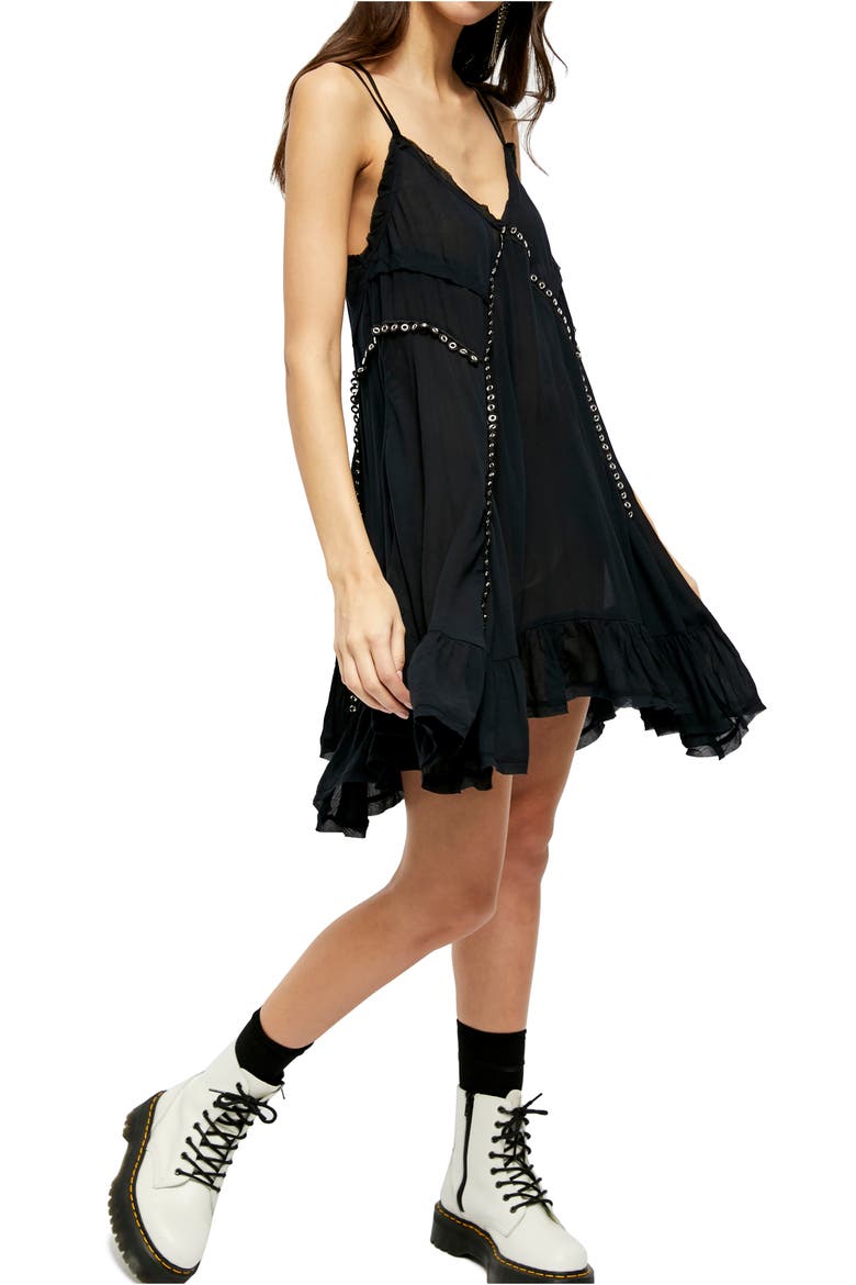 Sway with Me Trapeze Tunic Dress, Main, color, BLACK