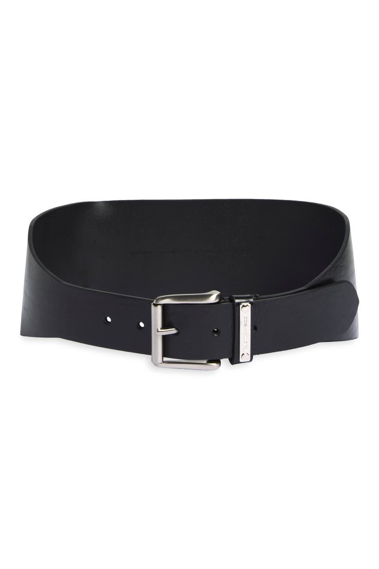 Alma Tapered Leather Belt, Main, color, BLACK