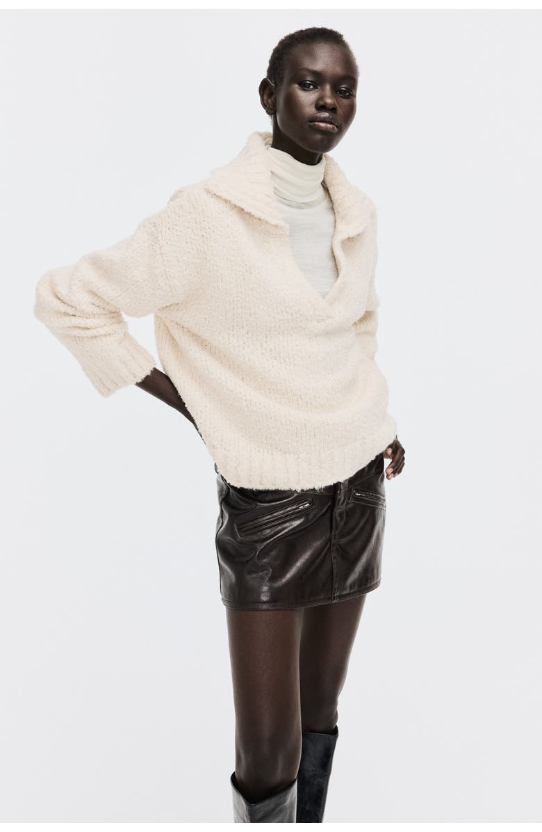 H&M Oversized Collared Jumper, Alternate, color, Light Beige