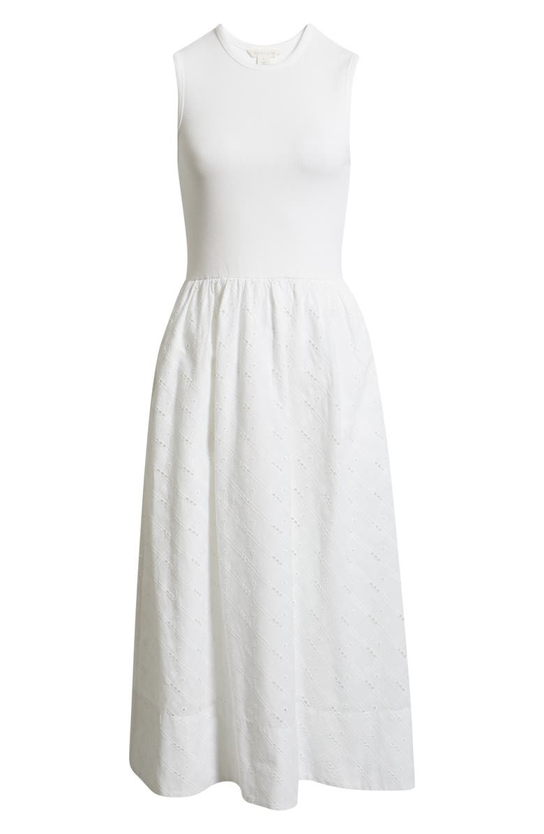 Caslon<sup>®</sup> Mixed Media Midi Dress, Alternate, color, White