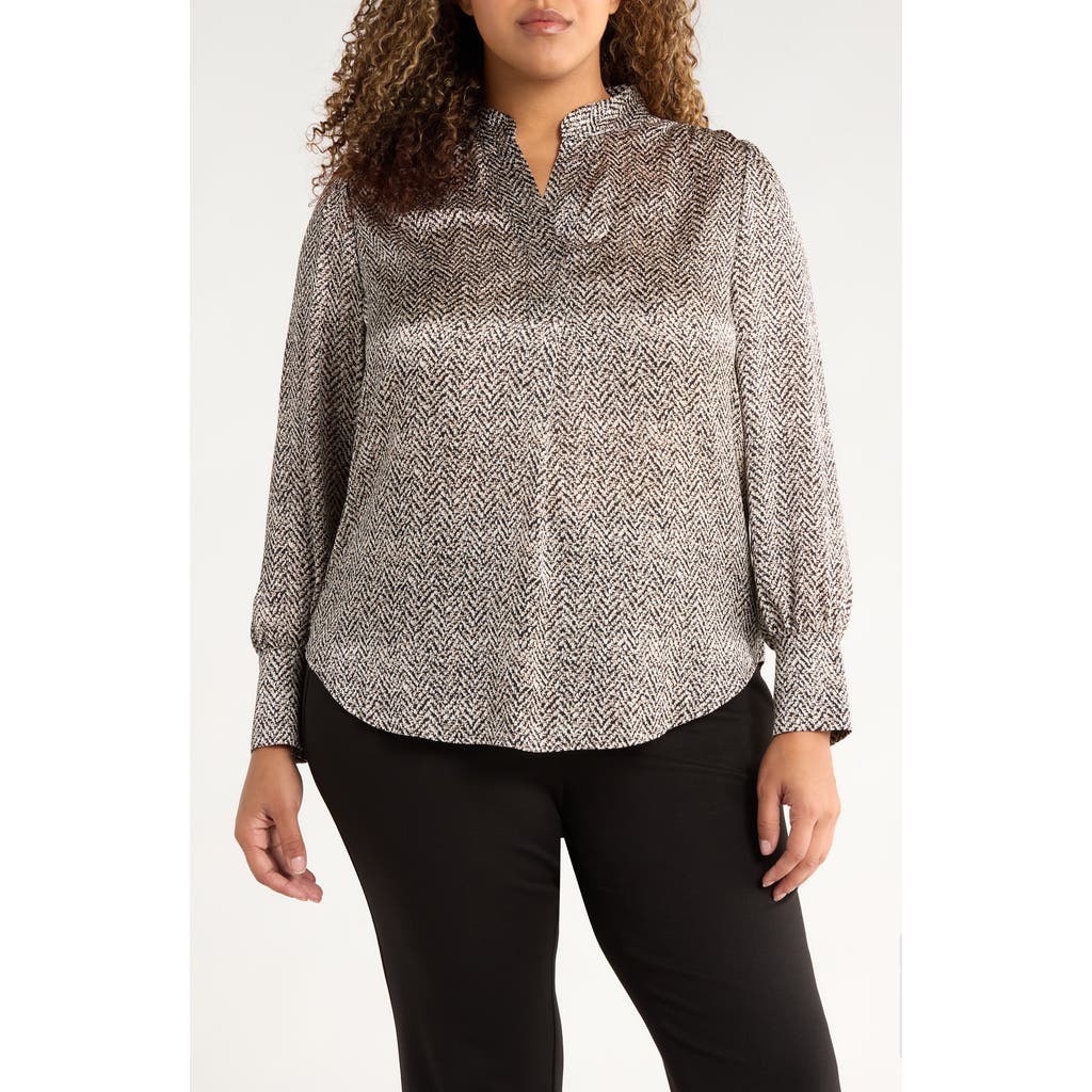 Anne Klein Print Top In Brown