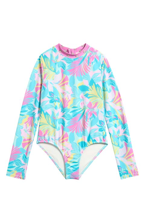 Kids' Sol Playa Long Sleeve One-Piece Rashguard Swimsuit (Big Kid)