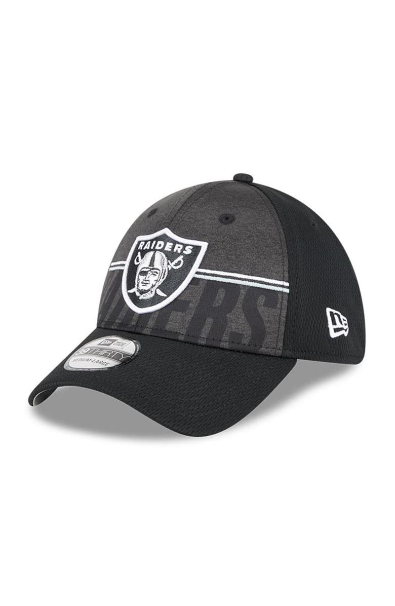 New Era Men's New Era Black Las Vegas Raiders 2023 NFL Training Camp 39THIRTY Flex Fit Hat, Main, color,