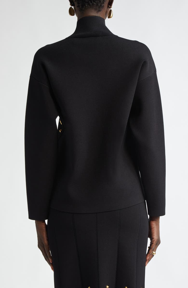 ST. JOHN Grommet Studded Mock Neck Sweater, Alternate, color, 