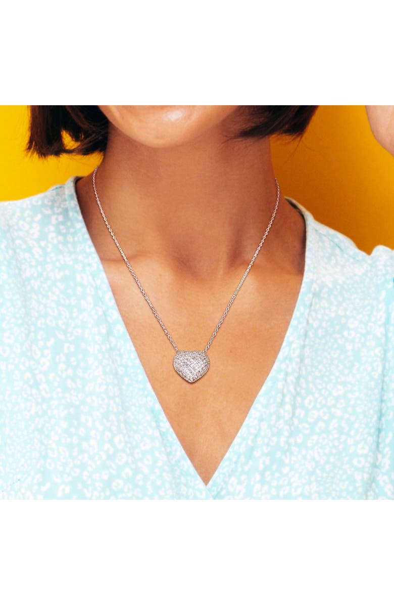 Julianna B. Diamond Clustered Heart Necklace, Alternate, color, Sterling Silver