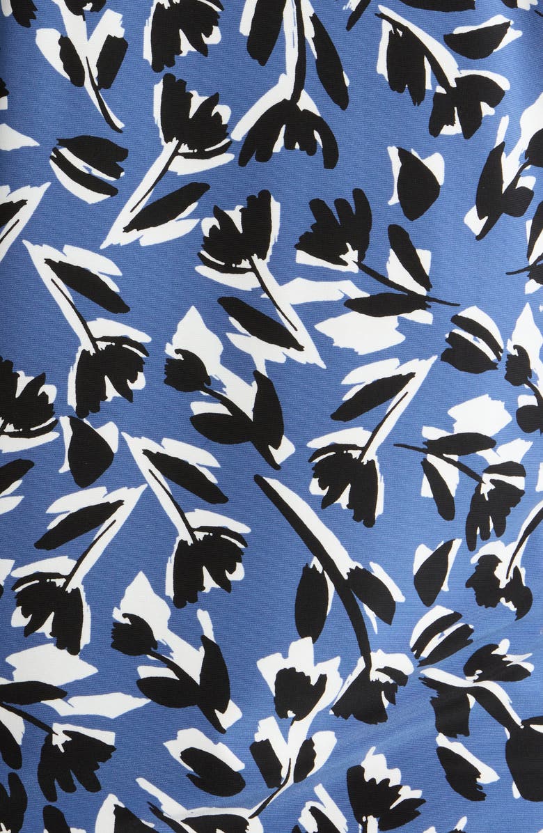 AK ANNE KLEIN Floral Pleat Sleeve T-Shirt, Alternate, color, Blue Jay Multi