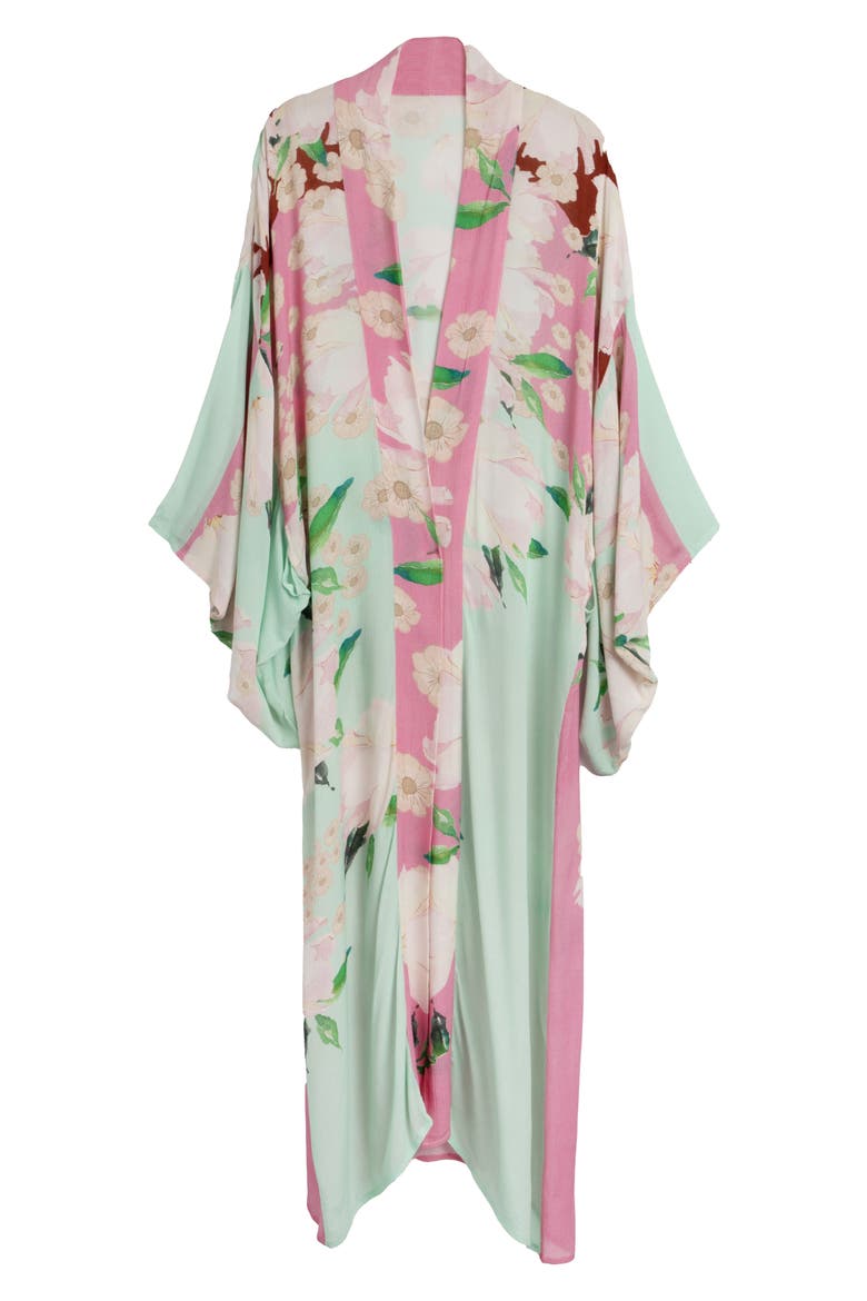 Blossom Breeze Floral Print Cover-Up Kaftan, Main, color, PINK COMBO