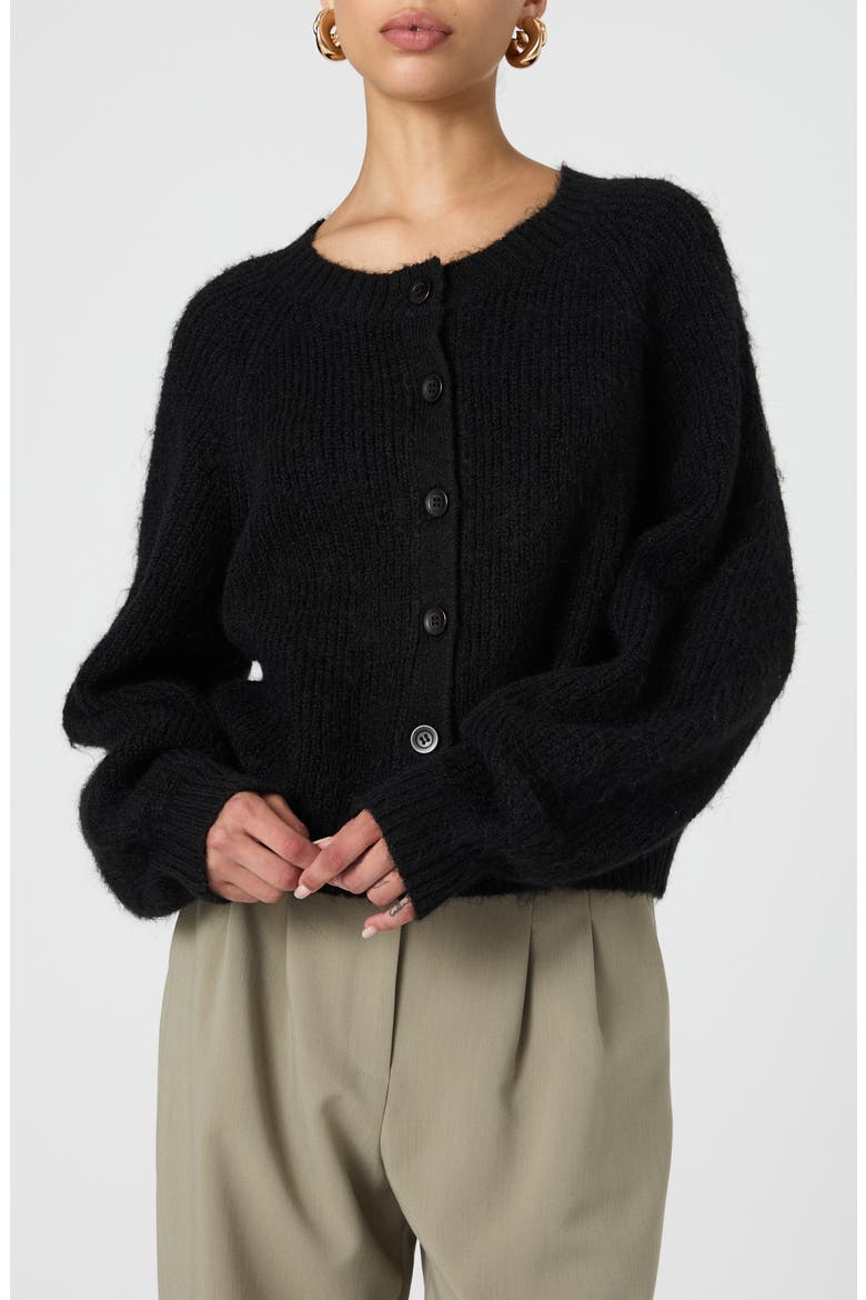 Fluffy Cardigan, Alternate, color, BLACK