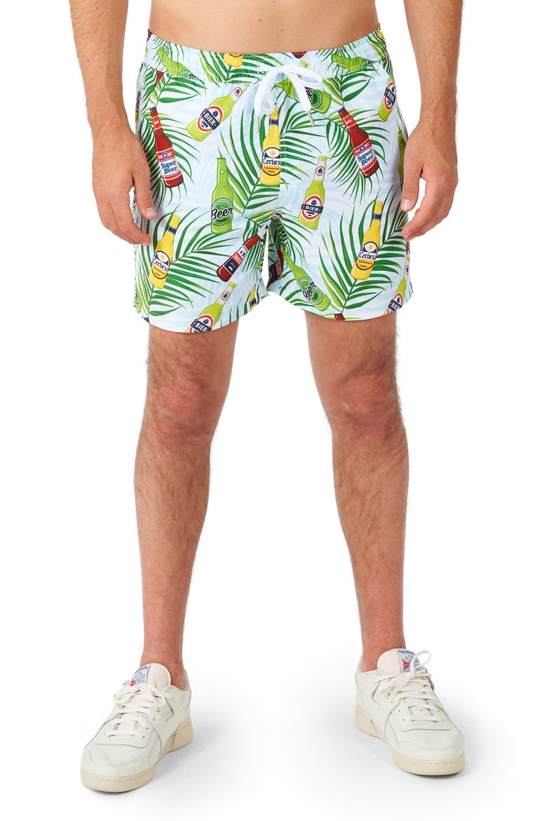 Tropical Beers Button-Up Shirt & Drawstring Shorts Set, Alternate, color, BLUE
