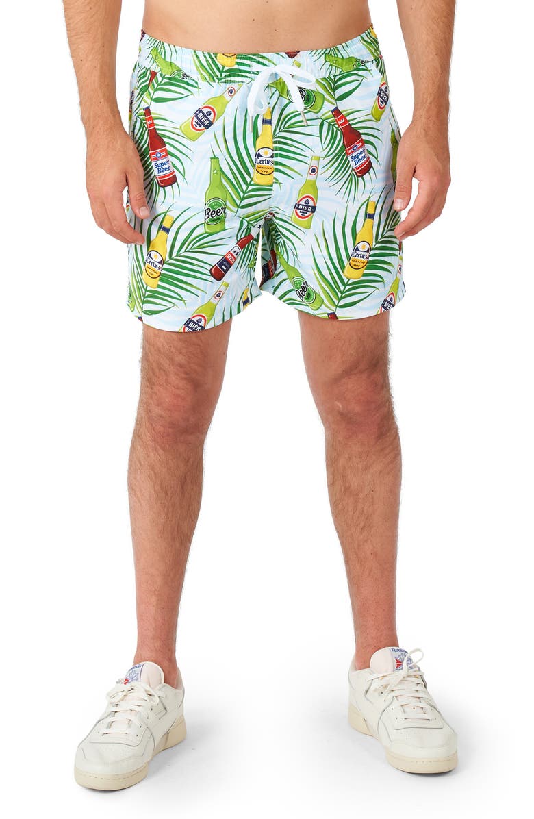 OppoSuits Tropical Beers Button-Up Shirt & Drawstring Shorts Set, Alternate, color, Blue