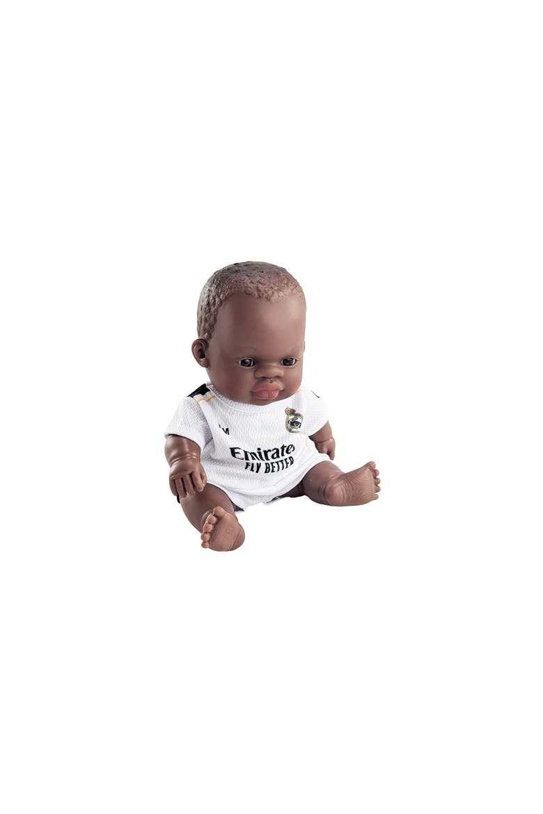 8 1/4 inch Baby Girl Doll with Real Madrid Soccer Jersey, Main, color, Dark Skin