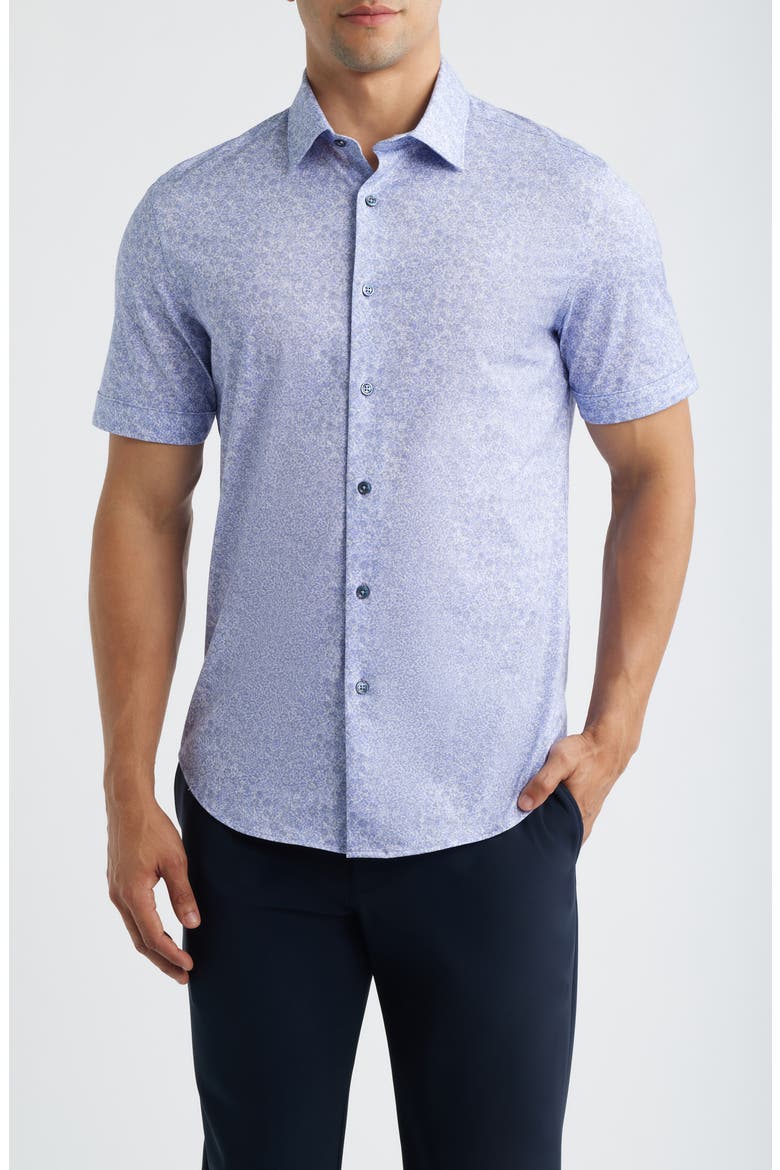 Miles OoohCotton® Floral Short Sleeve Button-Up Shirt, Main, color, ORCHID