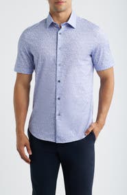Bugatchi Miles OoohCotton® Floral Short Sleeve Button-Up Shirt