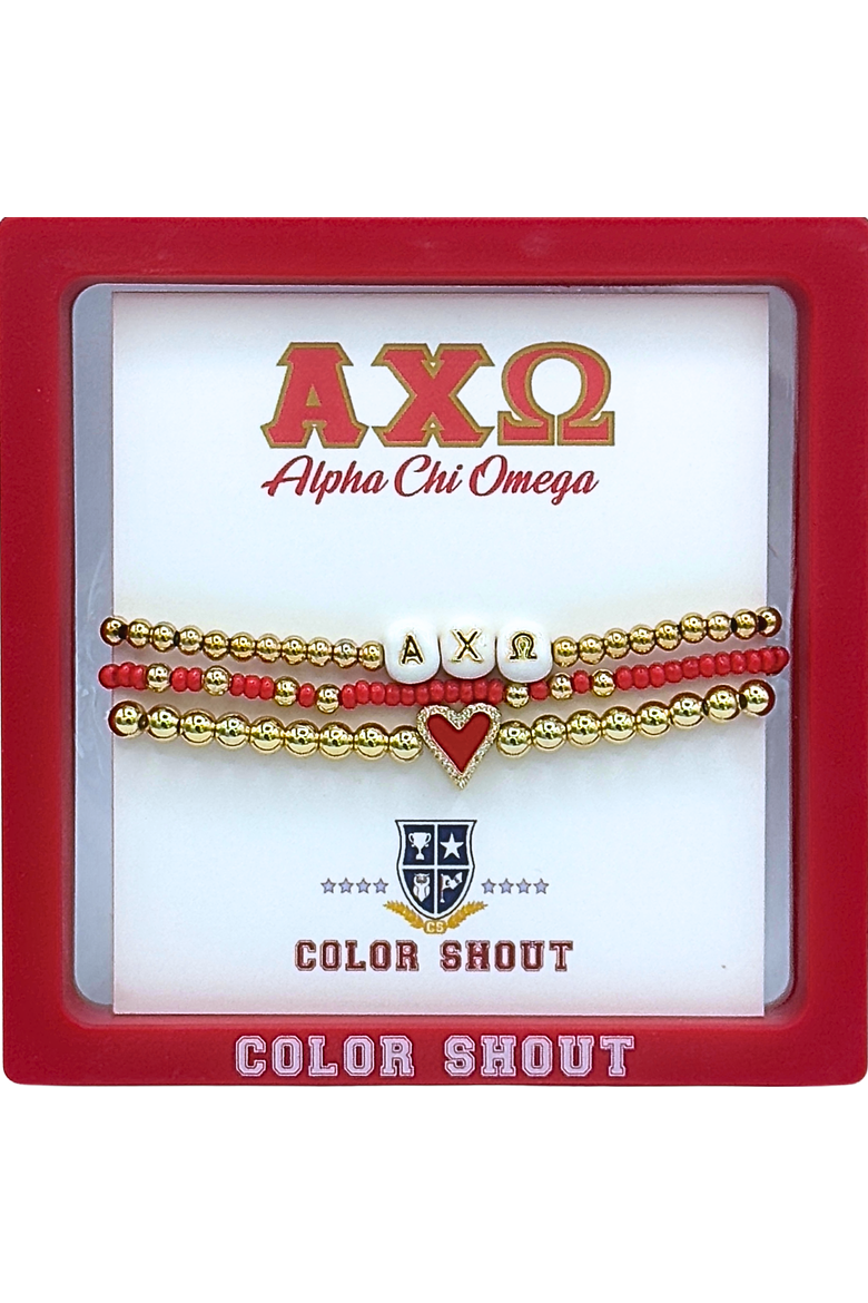 Alpha Chi Omega Love My Sorority Bracelet Stack, Alternate, color, Yellow Gold