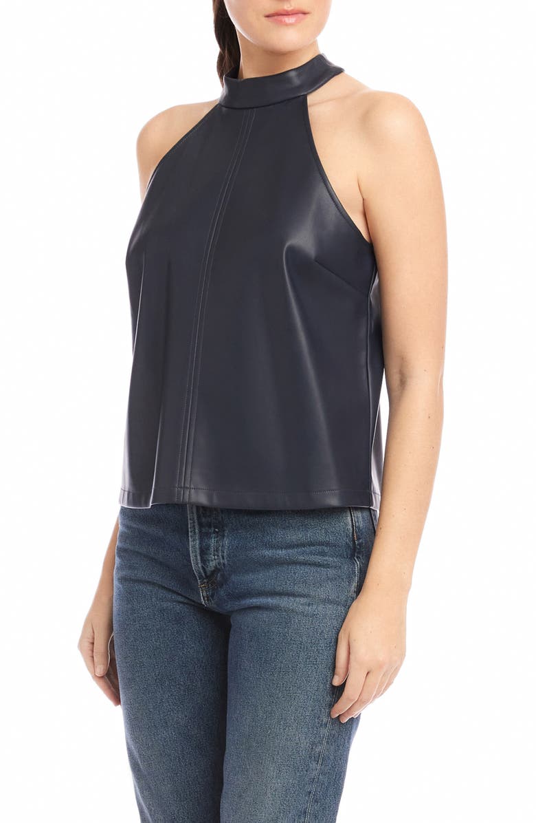 FIFTEEN TWENTY Alexis Faux Leather Top, Alternate, color, Navy