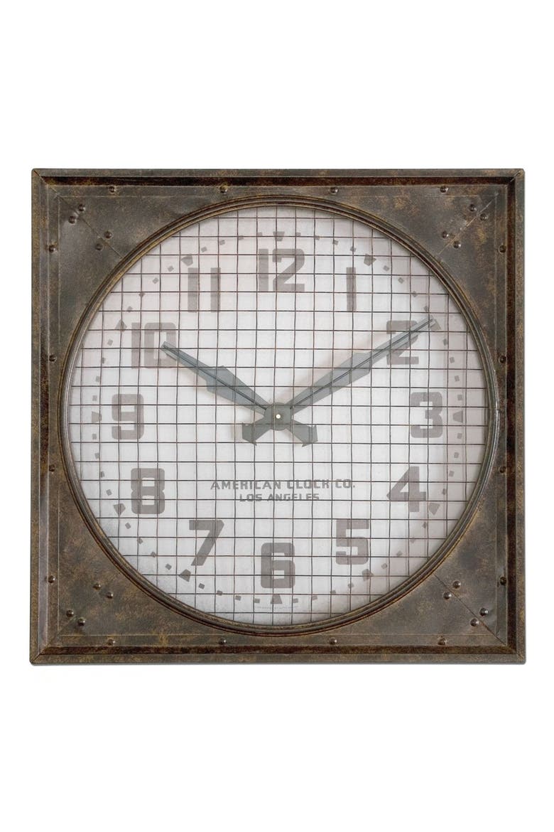 'Warehouse' Wall Clock with Grill, Main, color, WHITE