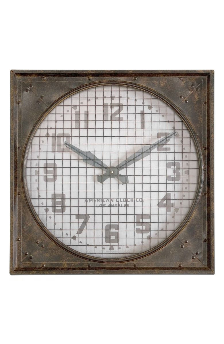 Uttermost 'Warehouse' Wall Clock with Grill, Main, color,