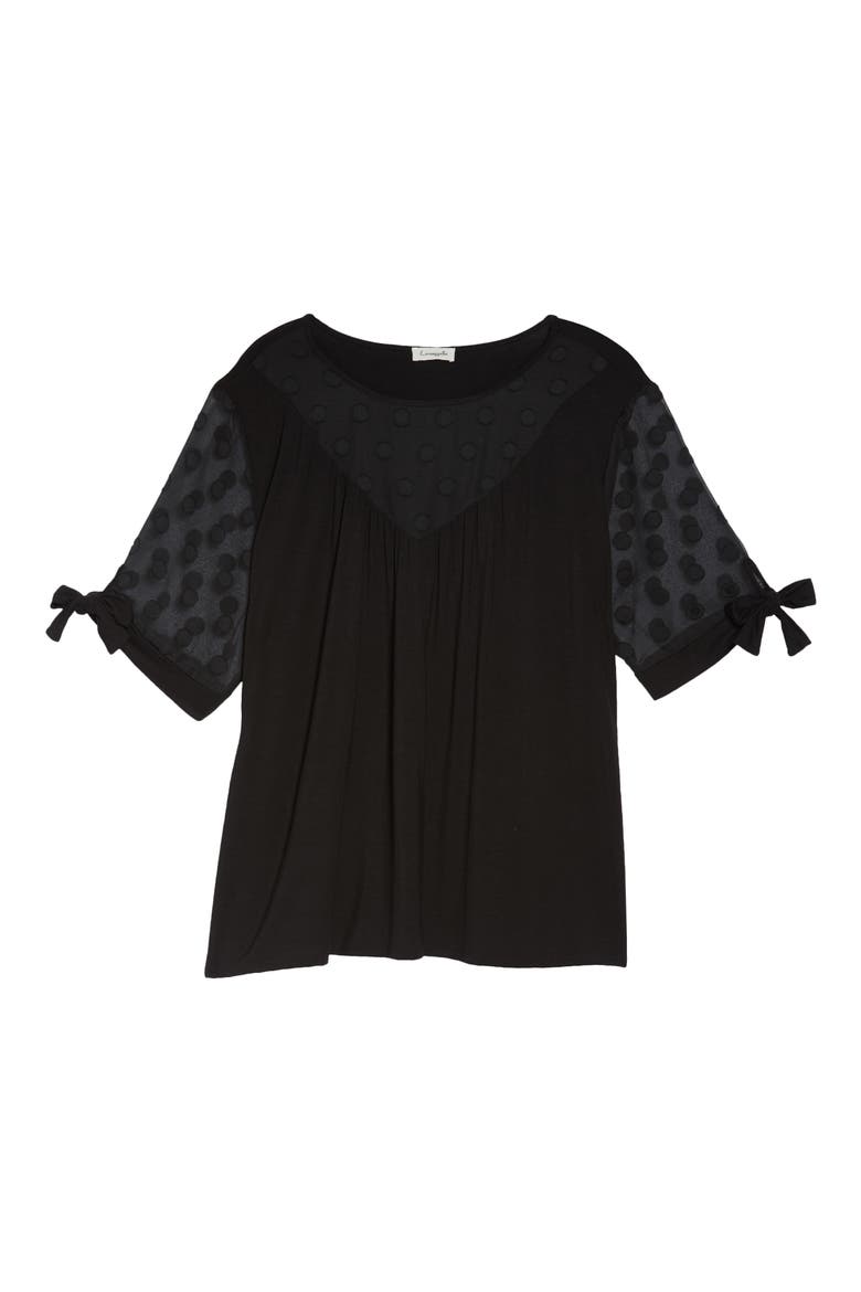 Dot Chiffon Top, Alternate, color, BLACK