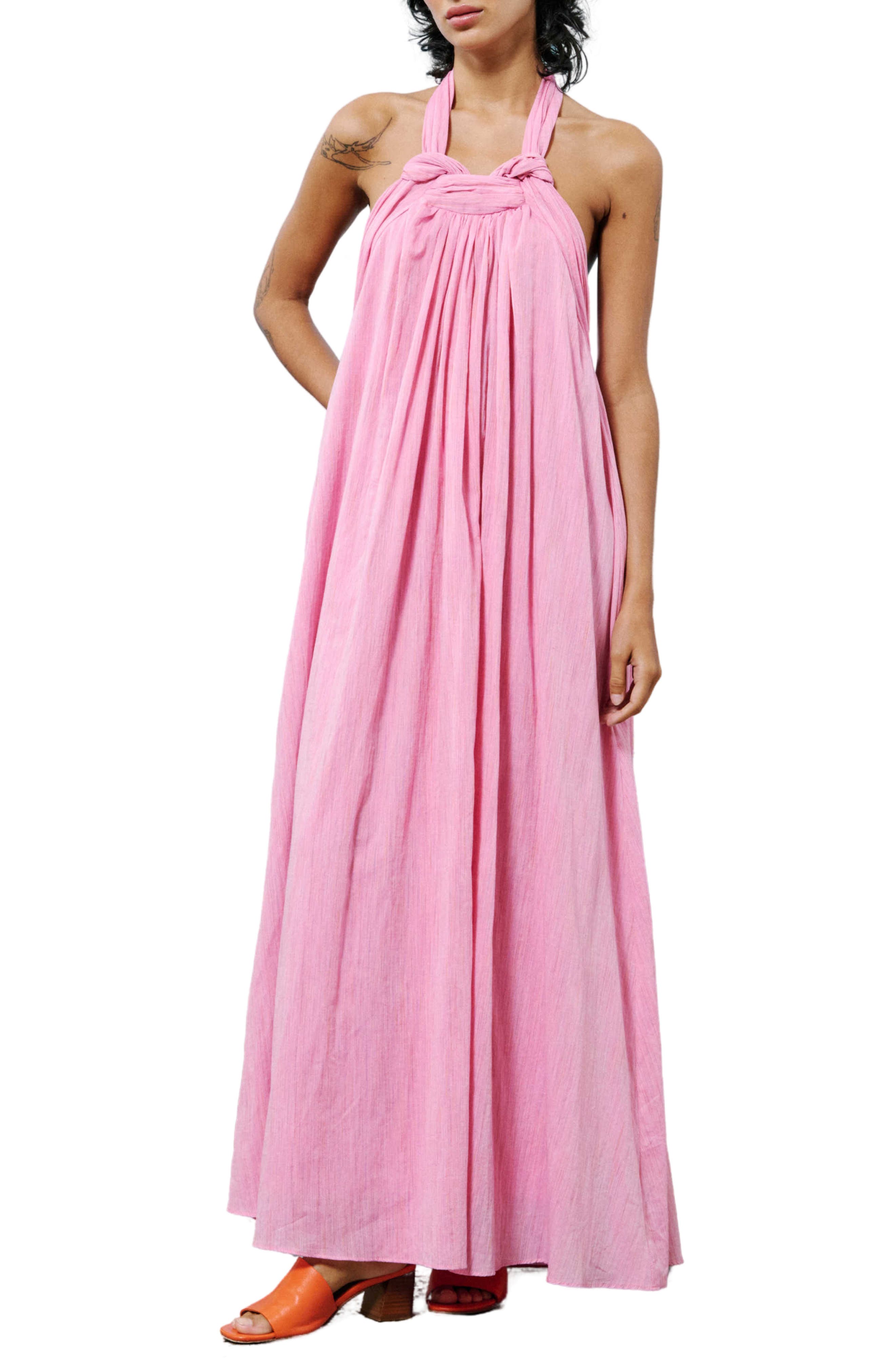 FRNCH Nouhad Knotted Cotton Maxi Sundress