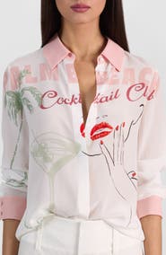 Alice + Olivia Willa Print Silk Button-Up Shirt
