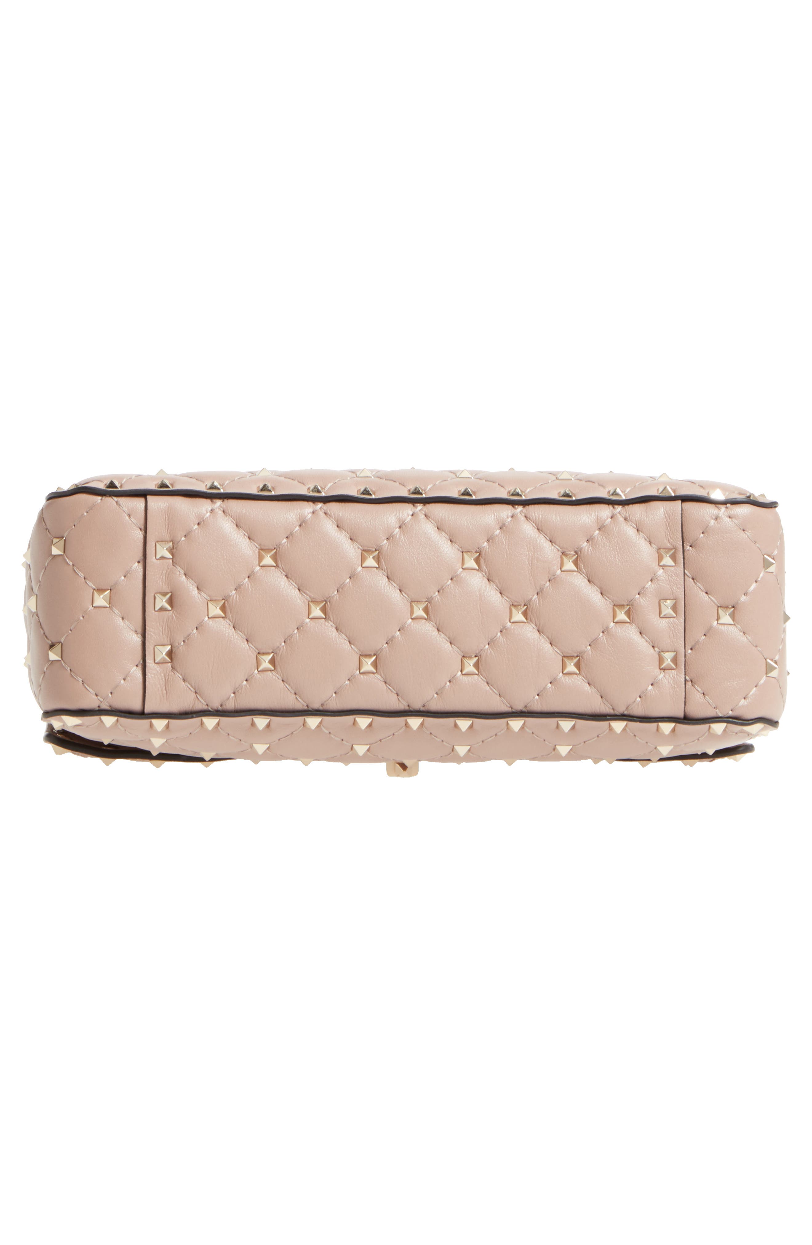 Medium Rockstud Matelassé Quilted Leather Shoulder Bag, Alternate, color, POUDRE