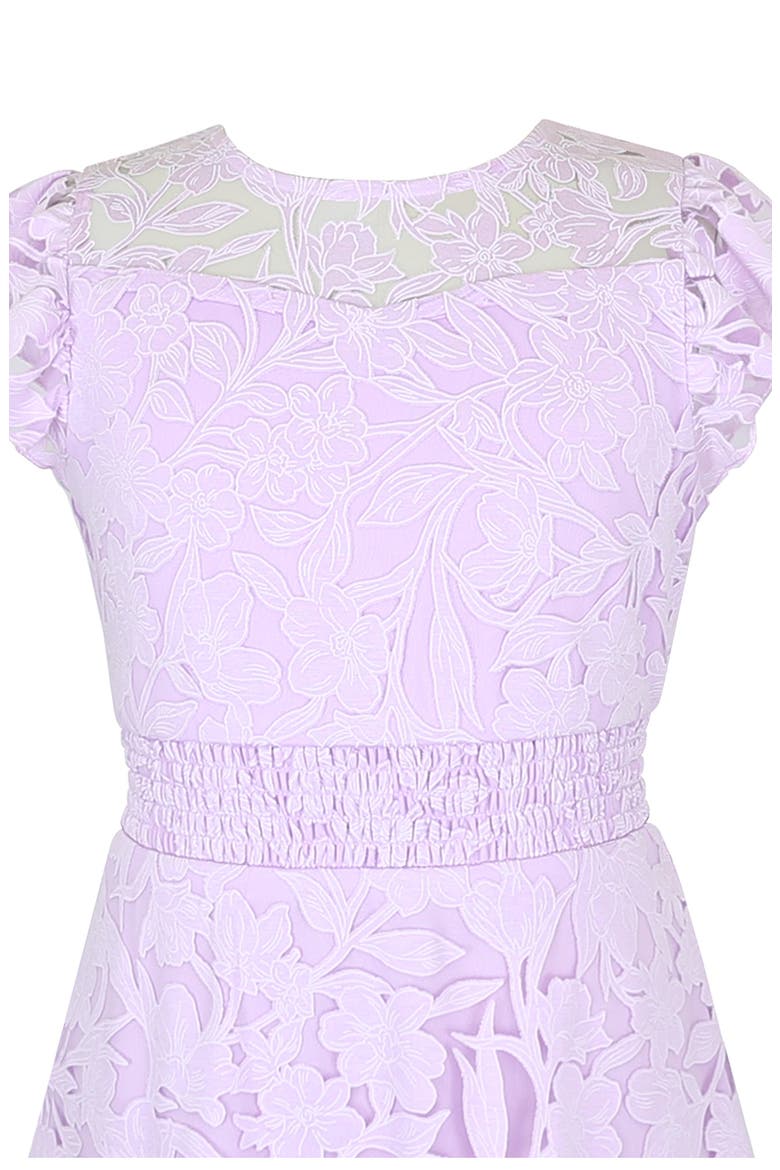 Kids' Burnout Lace Overlay Party Dress, Alternate, color, LILAC