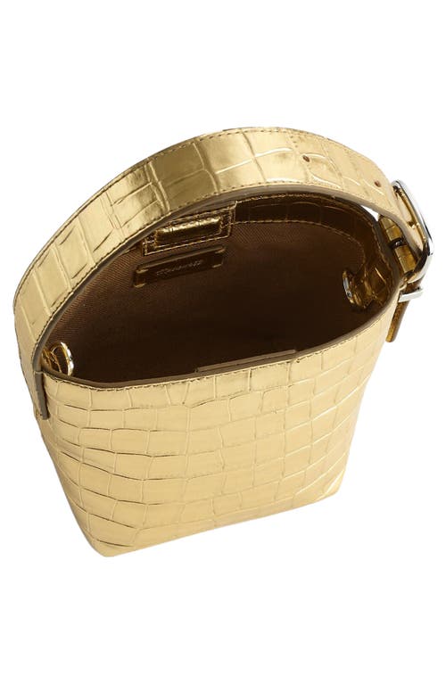 Madewell The Essential Micro Croc Embossed Metallic Leather Bucket Tote In Gold
