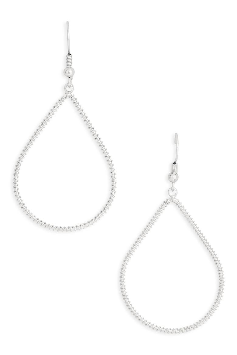 Open Teardrop Earrings, Main, color, SILVER