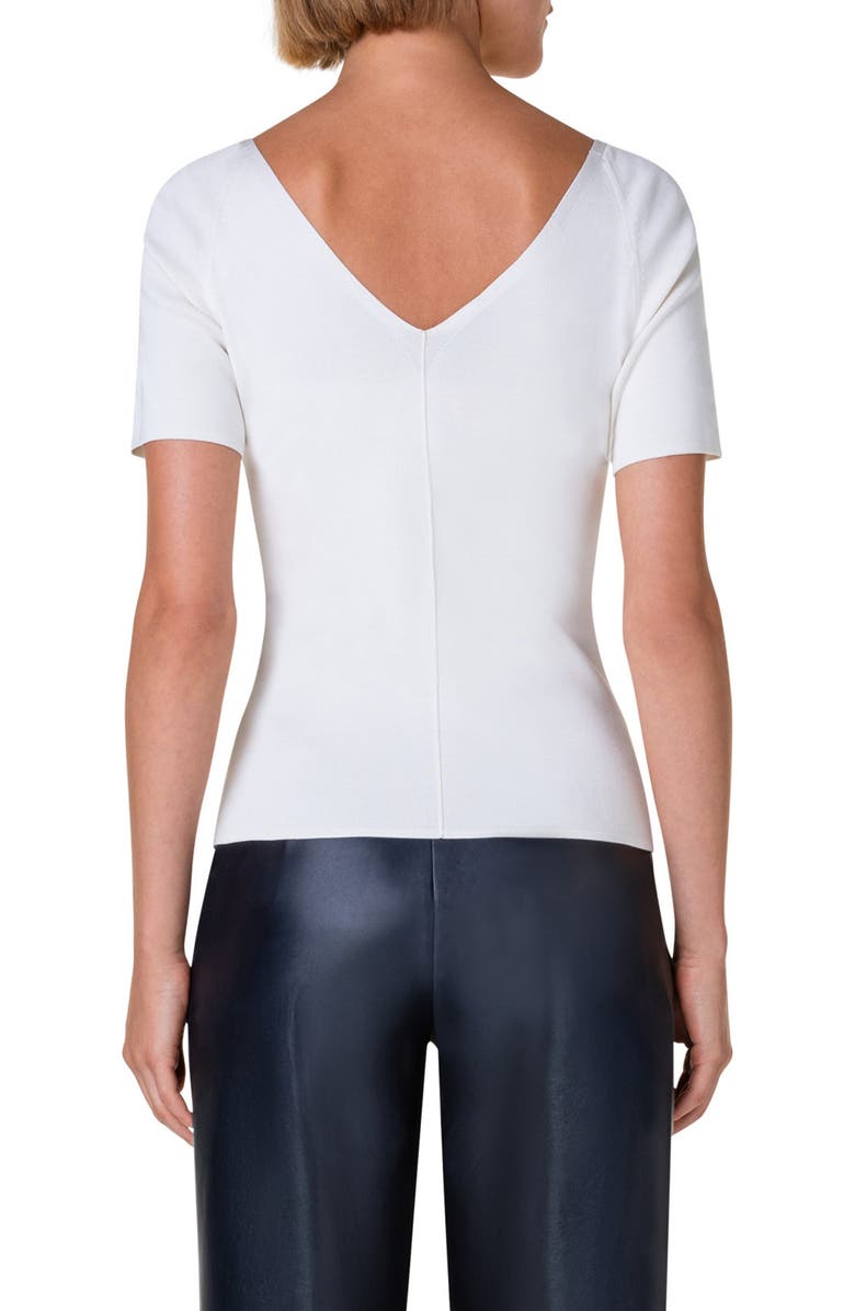 Akris Double V-Neck Short Sleeve Sweater, Alternate, color,