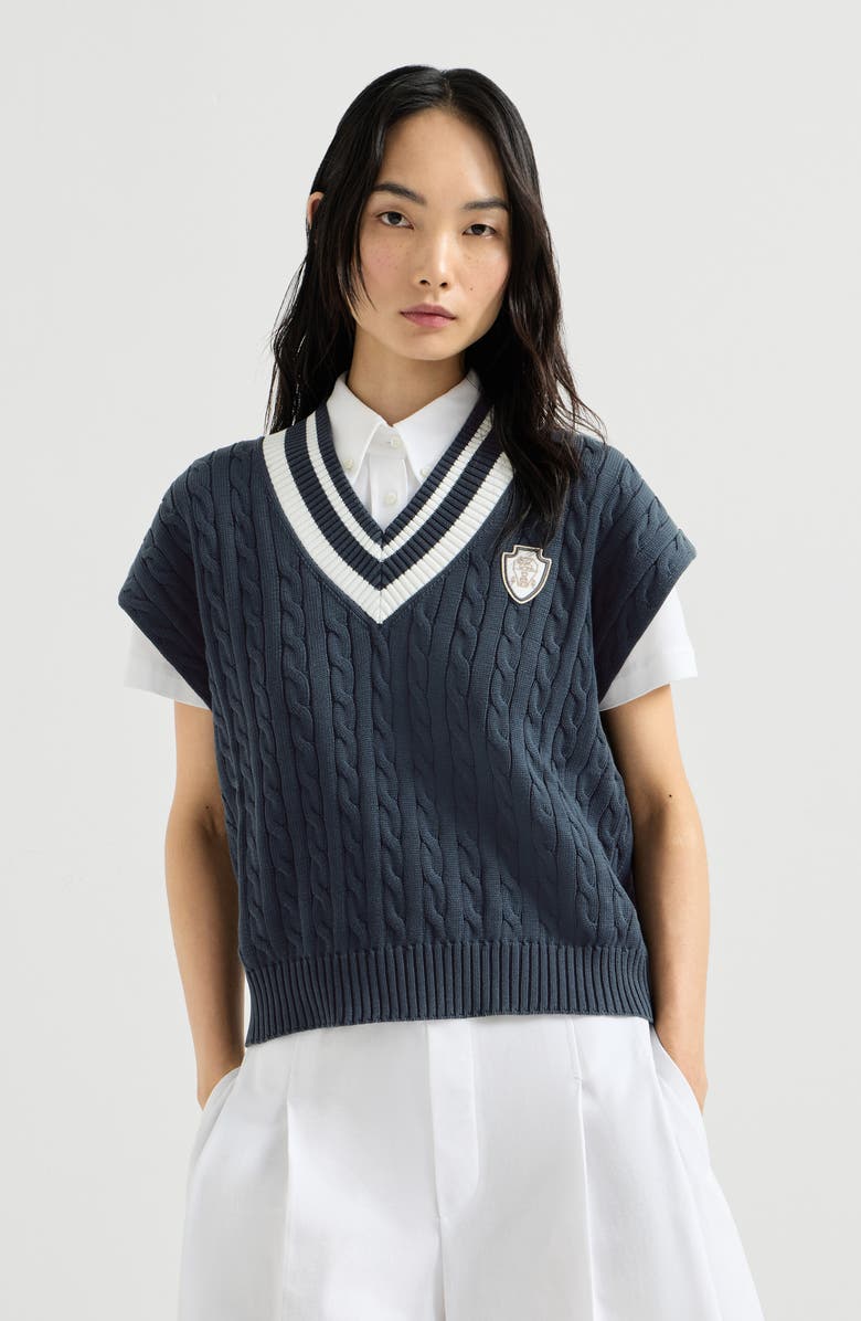 Brunello Cucinelli T-shirt with logo, Alternate, color, Blue