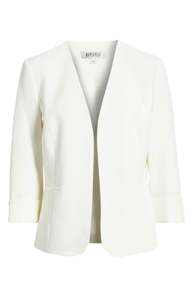 KASPER Stretch Crepe Blazer, Alternate, color, Vanilla Ice