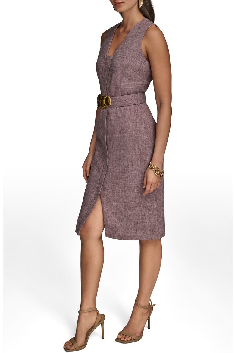 Sleeveless Belted Sheath Dress, Alternate, color, PRUNE