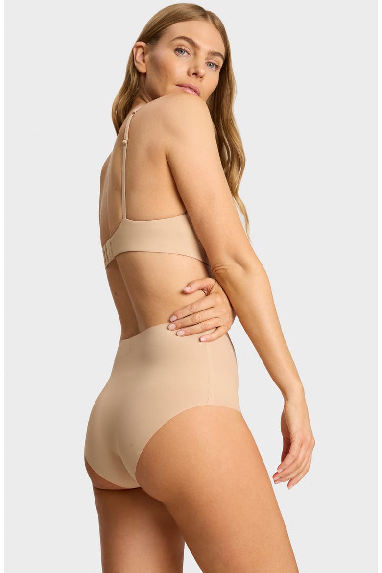Invisible Rib One Size High Rise Bikini, Alternate, color, BEIGE