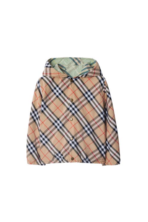 Burberry Childrens Reversible Check Cotton Blend Jacket In Breeze