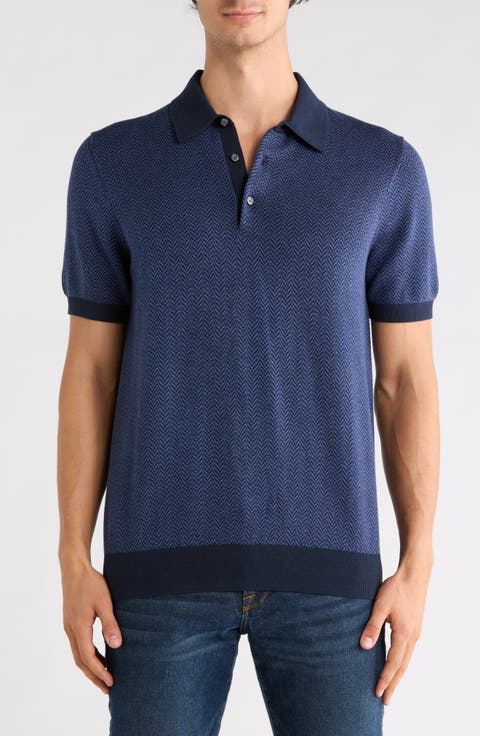 Herringbone Short Sleeve Knit Polo