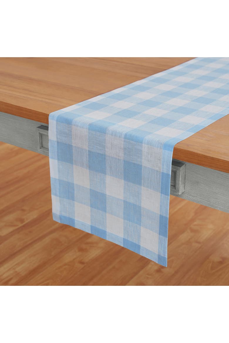 Linen Table Runner - Buffalo Check, Main, color, Blue Bell