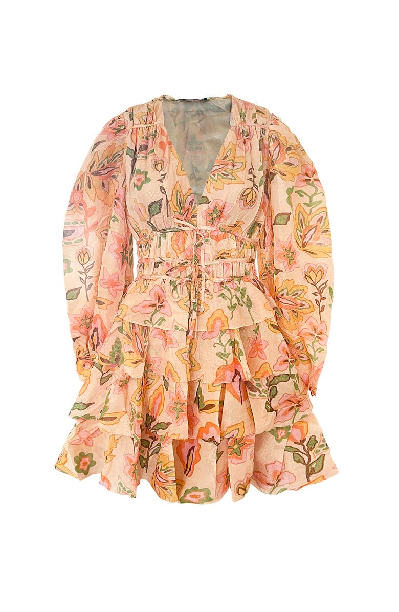 Jessie Zhao New York Gold Garden Metallic Mini Dress, Alternate, color, Orange