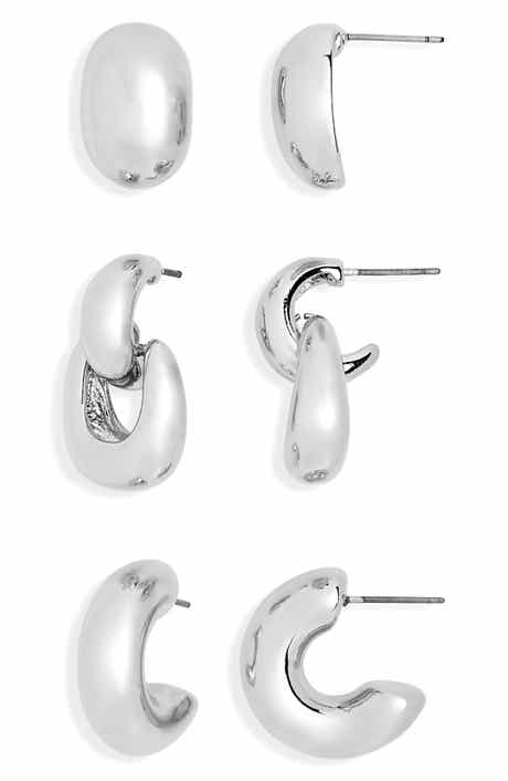 Set of 3 Stud & Hoop Earrings