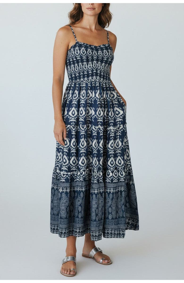 Change of Scenery Cecilia Smocked Tiered Maxi Dress, Main, color, Tivara Ikat