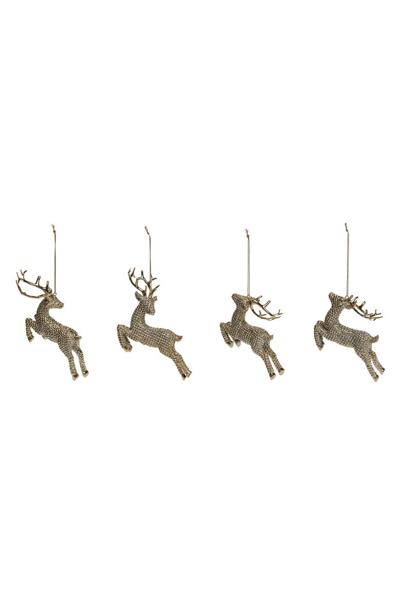 Transpac Shiny Gold Reindeer Ornament Set of 4 Christmas Decor, Main, color, Metallic Gold