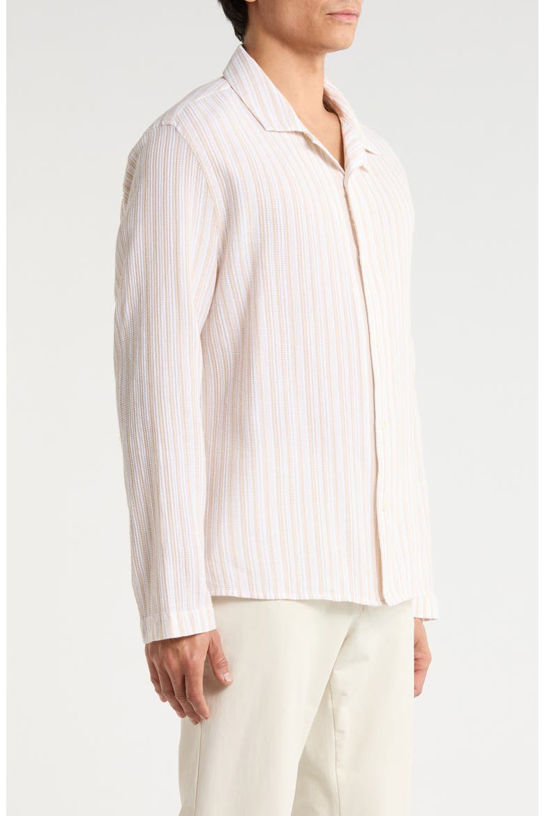 Corey Twisted Stripe Long Sleeve Cotton Camp Shirt, Alternate, color, NATURAL