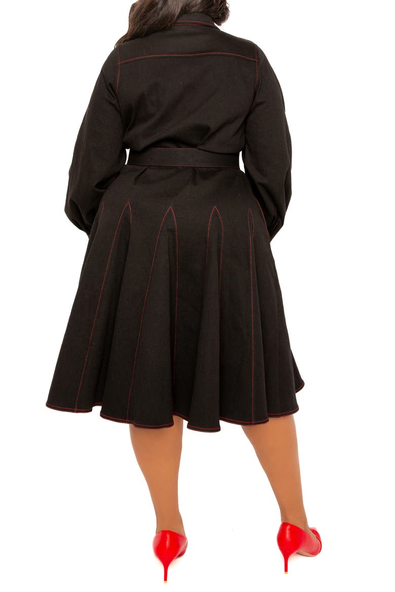 Belted Long Sleeve Denim Shirtdress, Alternate, color, DENIM BLACK