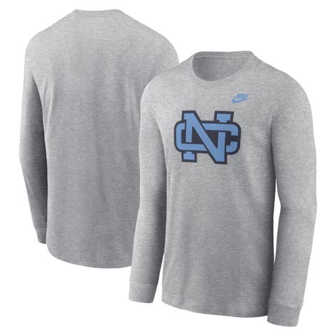 Men's Nike Heather Gray North Carolina Tar Heels Legacy Primary Logo Long Sleeve T-Shirt