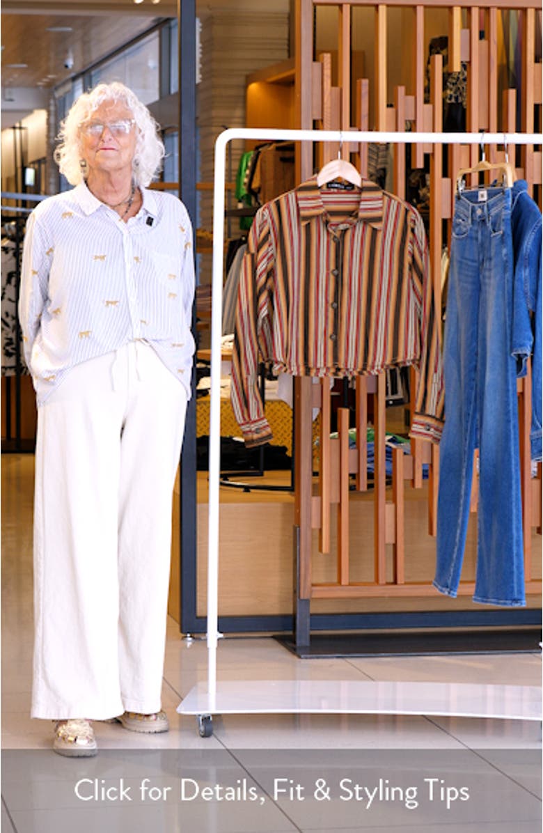 Sundrenched Stripe Denim Crop Button-Up Shirt, sales video thumbnail