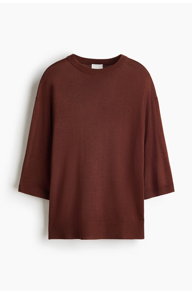 H&M Fine-knit Top, Main, color, Dark Brown