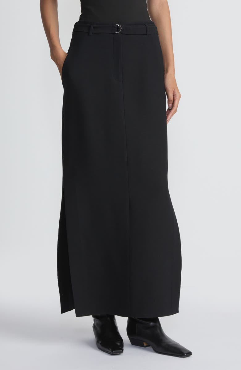 Lafayette 148 New York Belted Wool & Silk Crepe Maxi Skirt, Main, color, 
